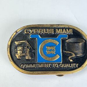 Vintage Cyprus Miami Mine Mining Dump Truck Mill Smelter Brass Belt Buckle